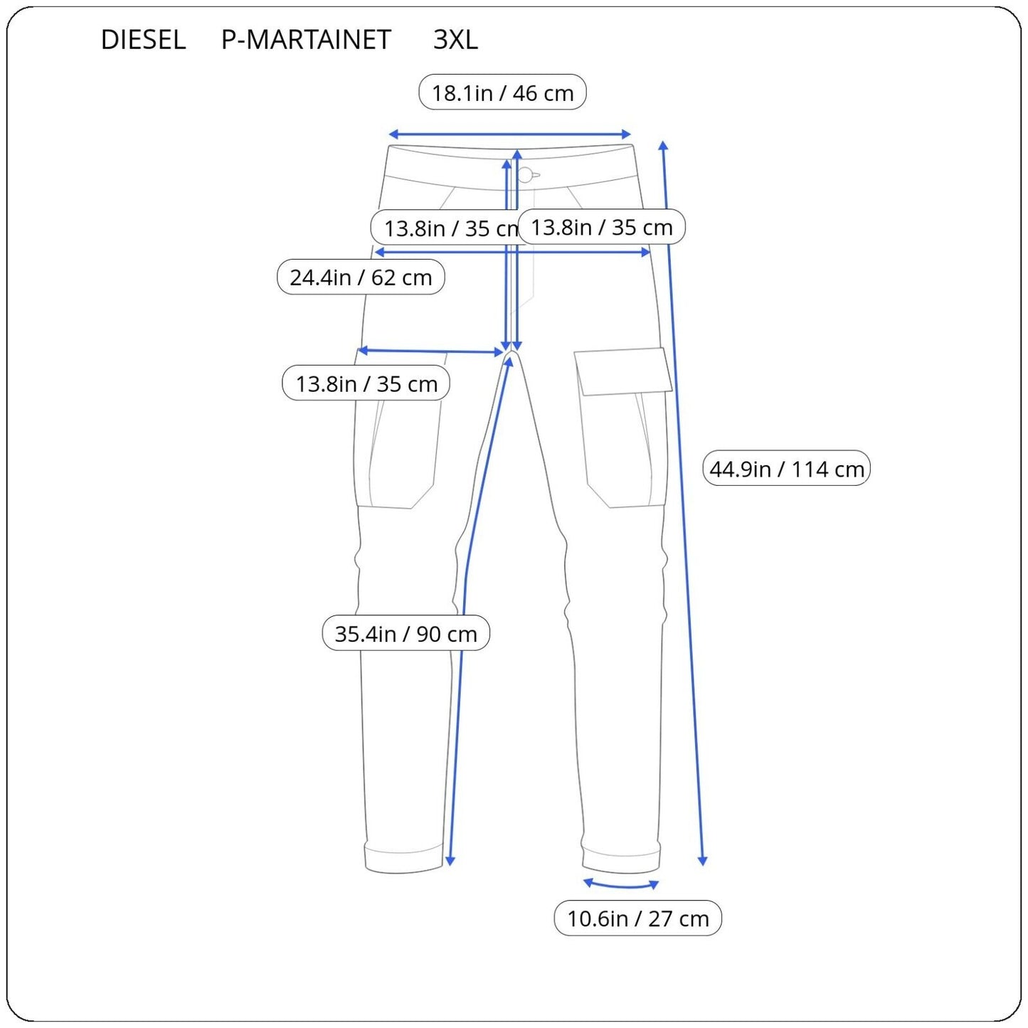 DIESEL P-MARTAINET CARGO PANTS A06420 0BHAC 86VA SIZE 3XL GENUINE RRP€360