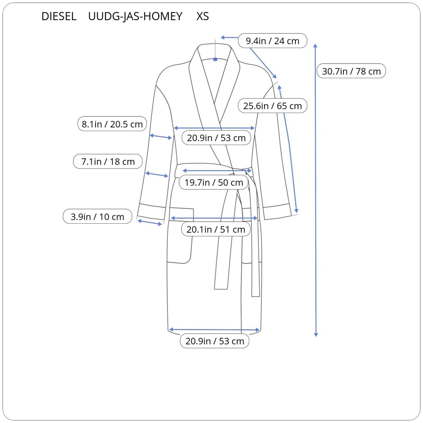 DIESEL UUDG-JAS-HOMEY UNISEX ROBE A05583 0TDAQ SIZE XS GENUINE RRP 169€