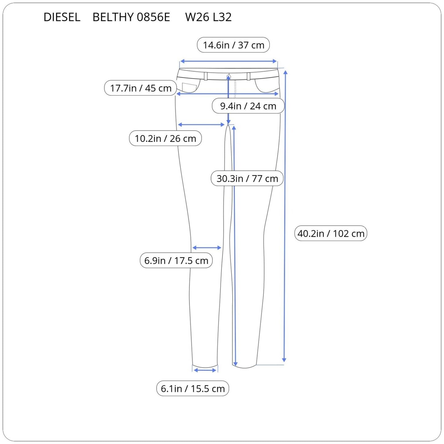 Diesel BELTHY 00SSSI 0856E SLIM-STRAIGHT Moteriški džinsai žemu juosmeniu