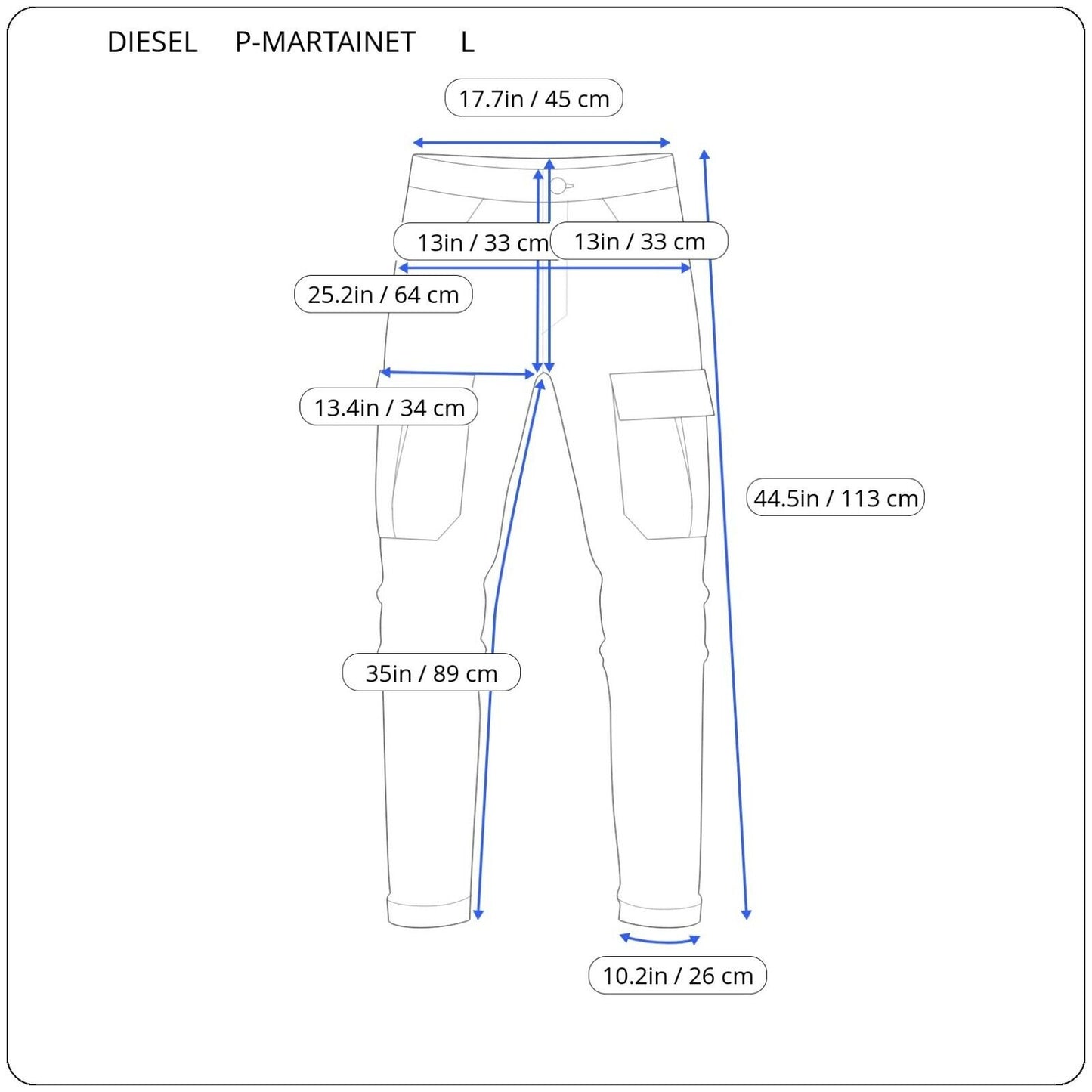 DIESEL P-MARTAINET CARGO PANTS A06420 0BHAC 86VA SIZE L GENUINE RRP€360