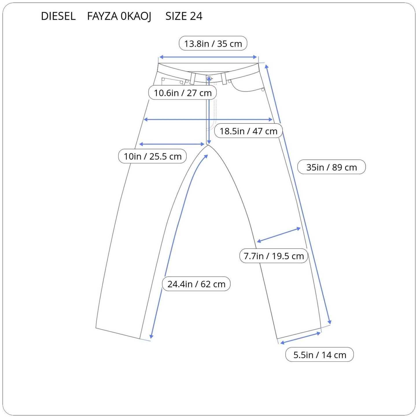 DIESEL FAYZA-EVO-B WOMEN PANTS 00SWMJ 0KAOJ SIZE 24 GENUINE RRP 239€