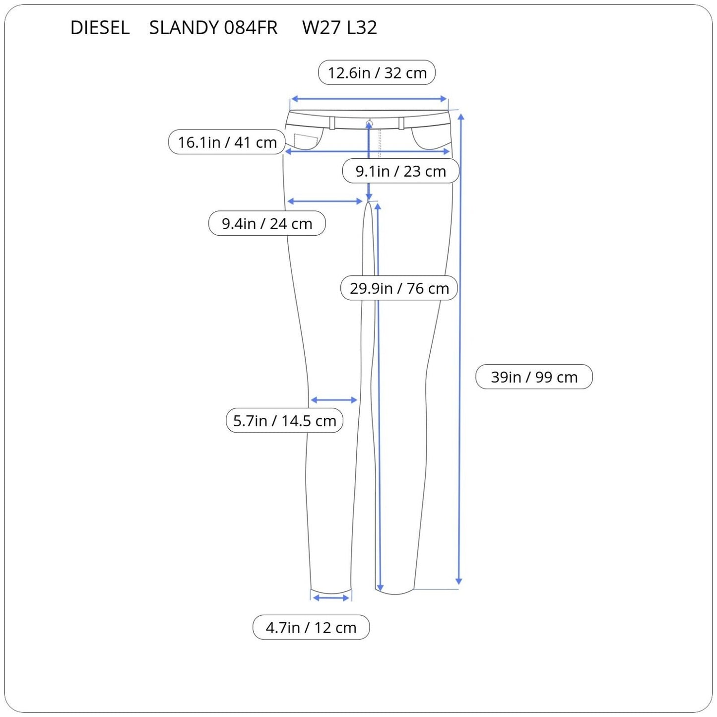 DIESEL SLANDY WOMEN JEANS 00SXJN 084FR SUPER SLIM-SKINNY W27 L32 GENUINE RRP199€