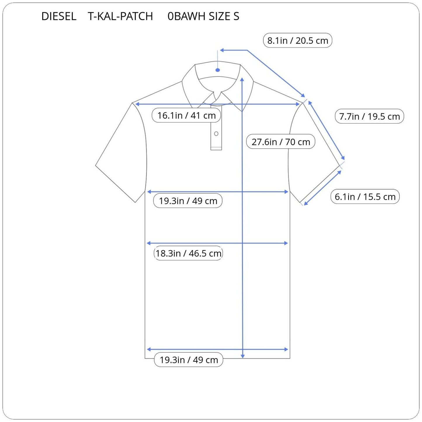 DIESEL VYRIŠKI POLO MARŠKINĖLIAI T-KAL-PATCH 00SAVB 0BAWH