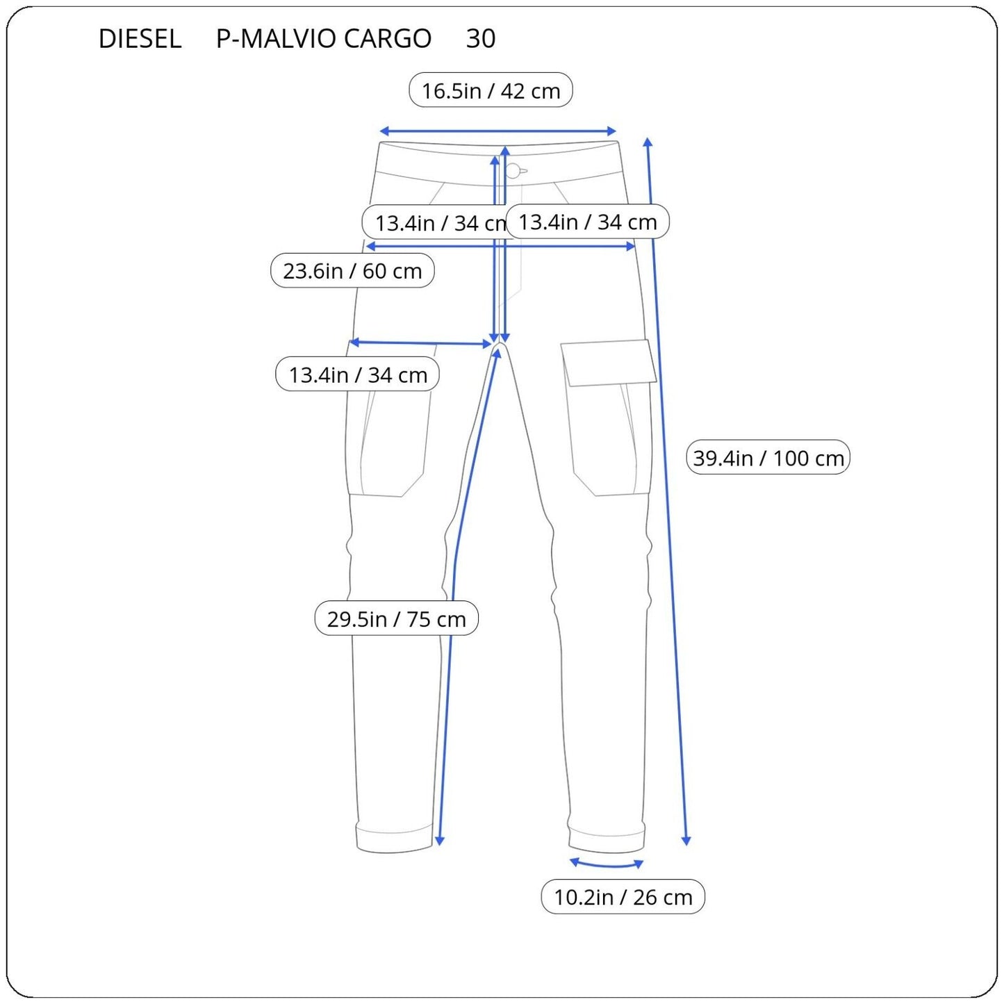 DIESEL P-MALVIO CARGO PANTS A06677 0LFAY 99B SIZE 30 GENUINE RRP€420