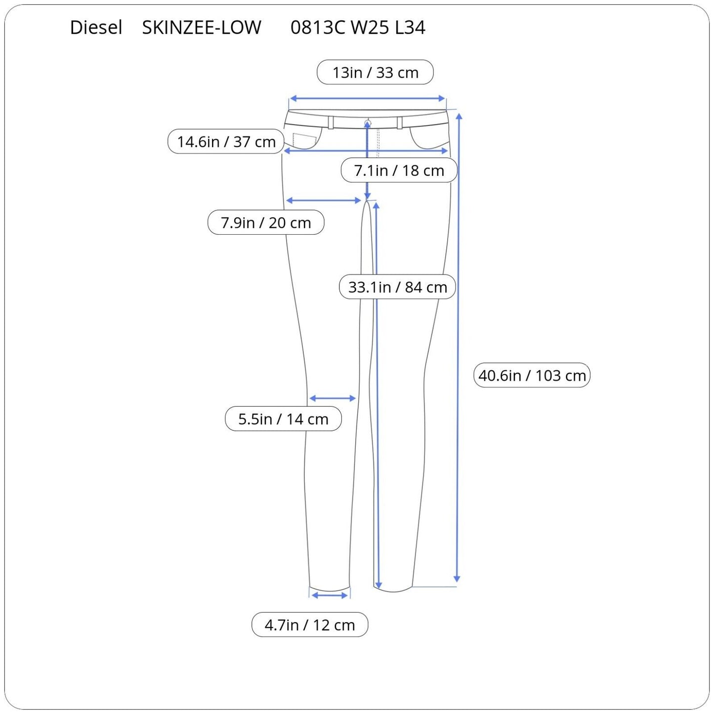 Diesel SKINZEE-LOW Jeans 00S54Q 0813C women SLIM-SKINNY W25 L34 GENUINE RRP 199€