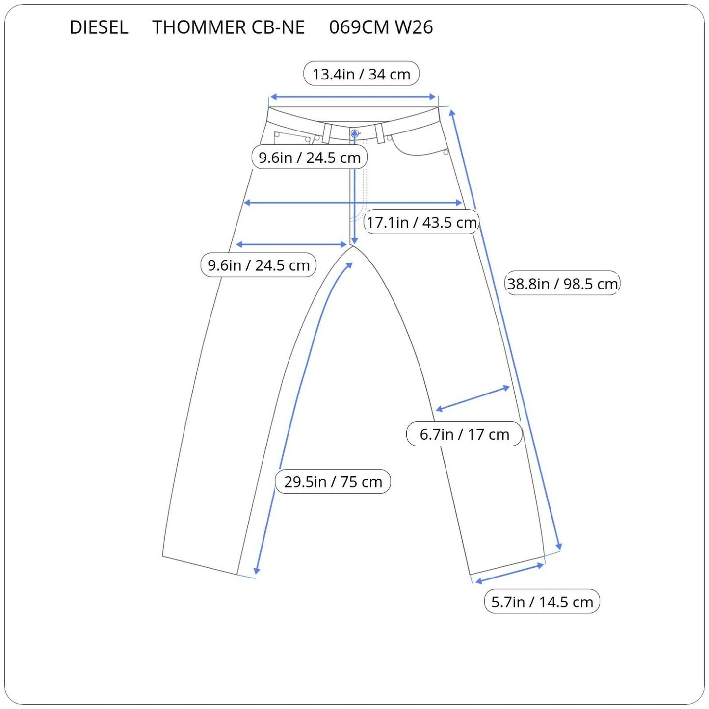 Diesel THOMMER CB-NE 00S8MK 069CM SKINNY Vyriški Jogg džinsai