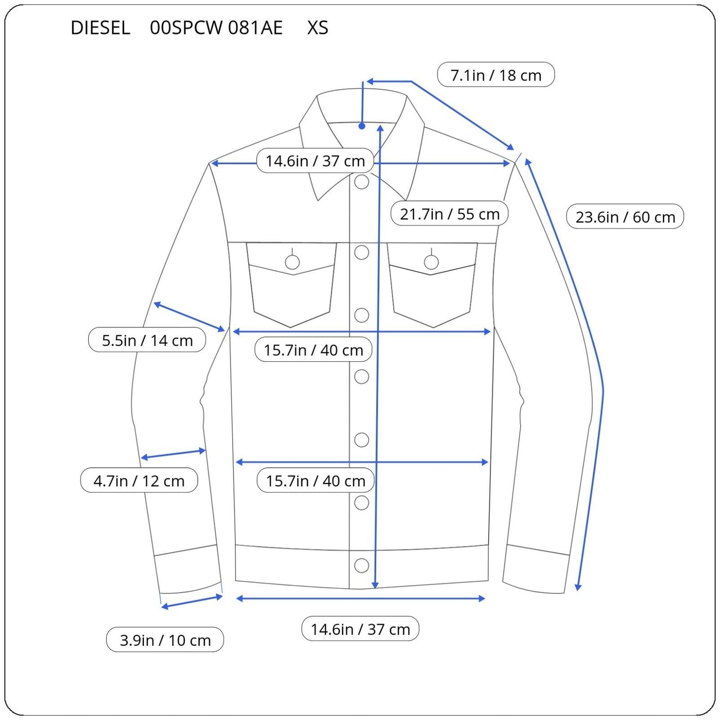 DIESEL DE-LIMMY JACKET WITH DEFECTS 00SPCW 081AE SIZE XS GENUINE 121 RRP 220€