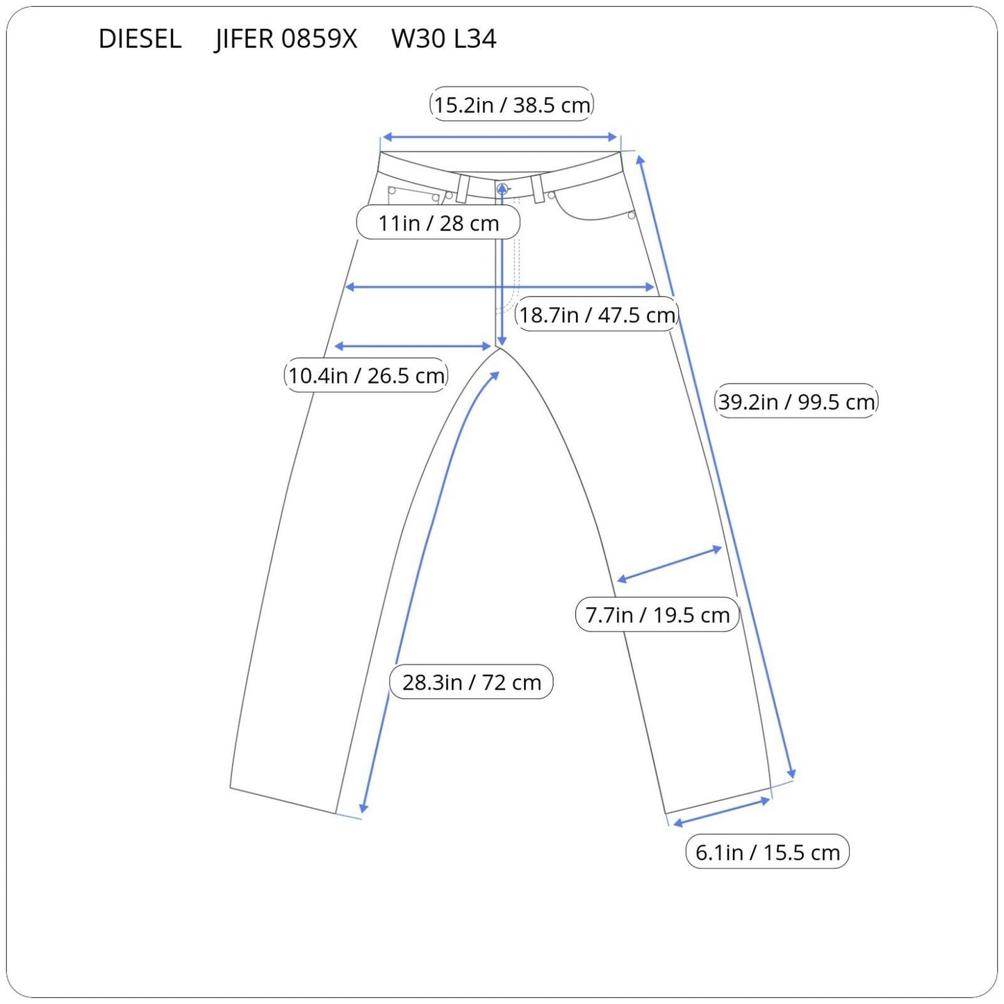 Diesel JIFER 00SS6S 0859X SLIM-TAPERED Vyriški džinsai