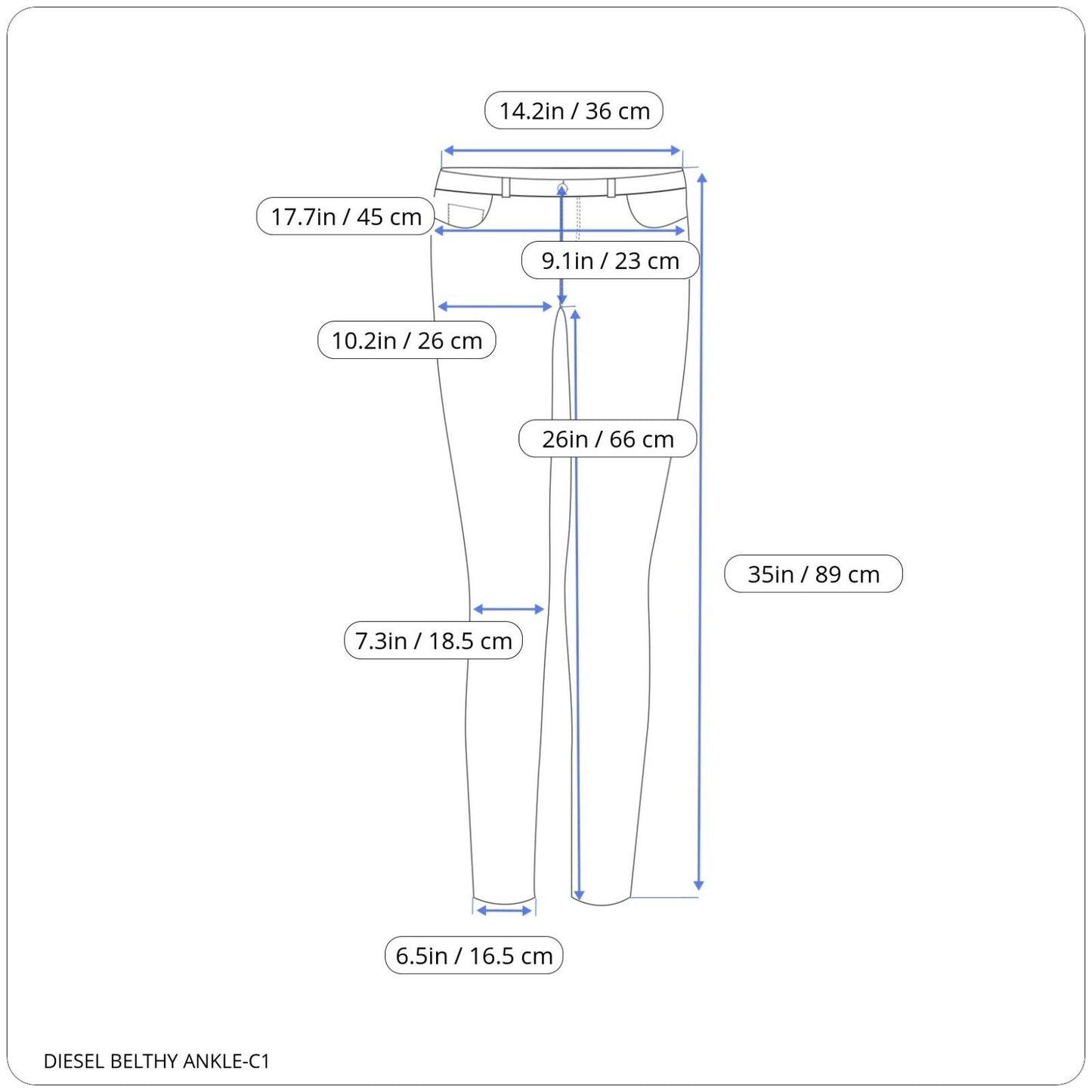 Diesel BELTHY ANKLE-C1 Moteriški džinsai 00SY9M 0682M SLIM-STRAIGHT žemu juosmeniu