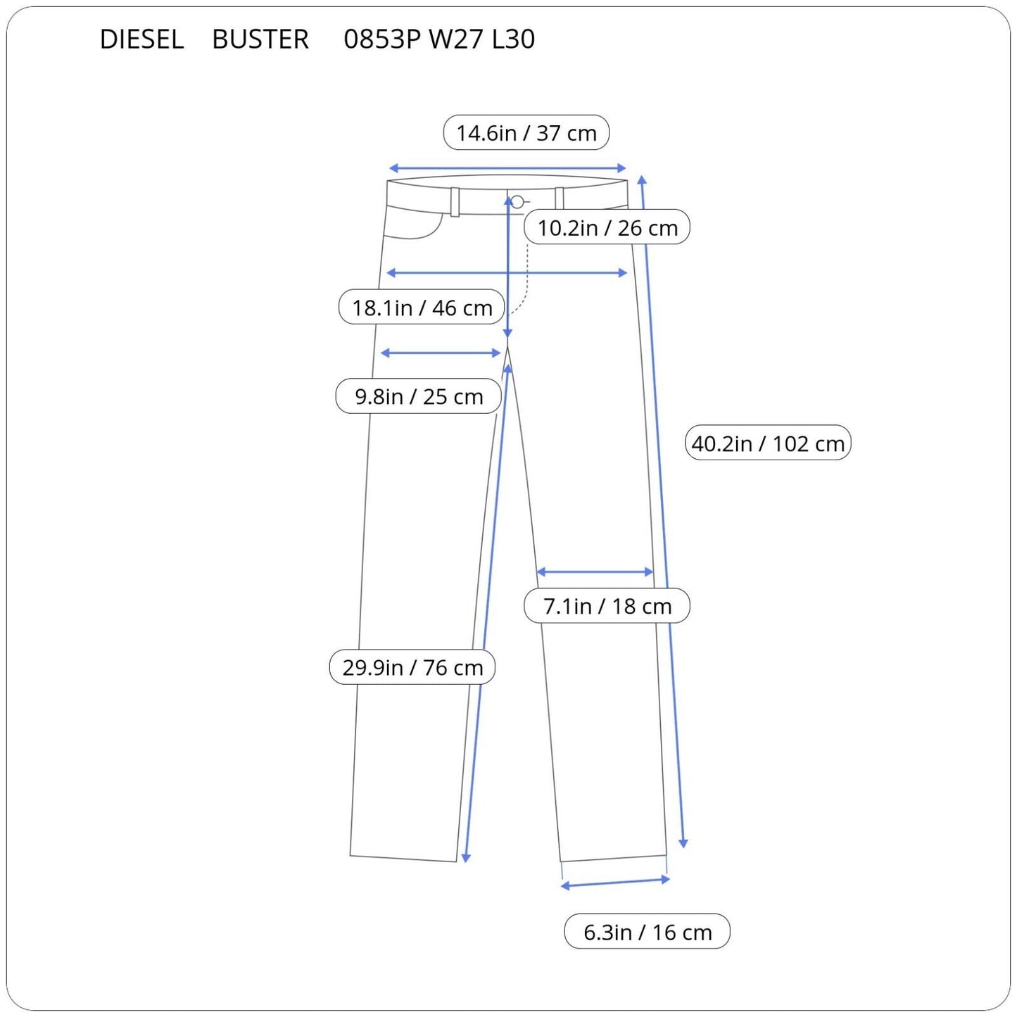 Diesel BUSTER 00SDHA 0853P REGULAR SLIM-TAPERED W27 L30 Jeans Genuine RRP €180