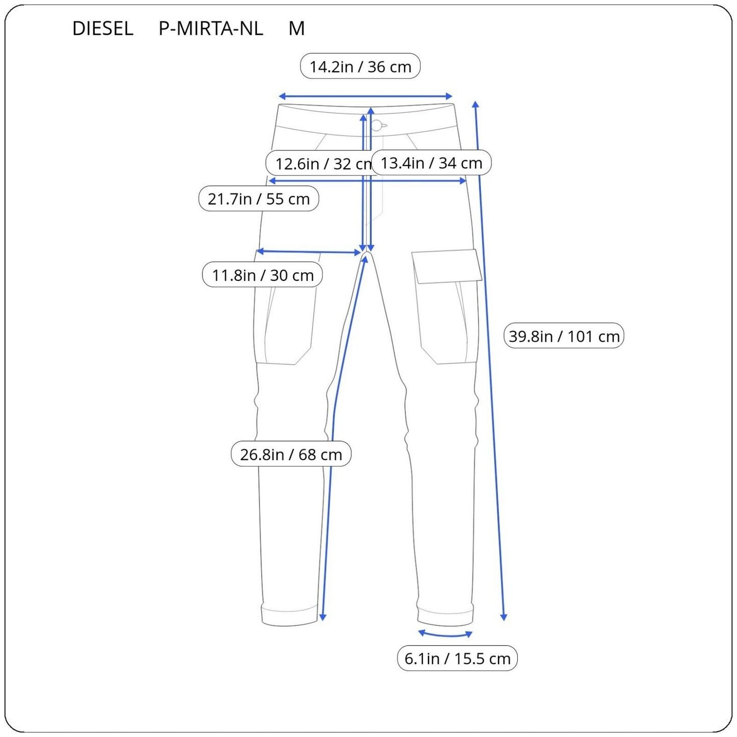 DIESEL P-MIRTA-NL CARGO WOMEN PANTS A05069 0PCAK 9XX SIZE M GENUINE RRP€360