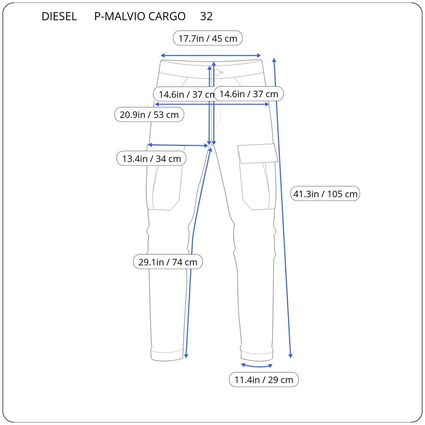 DIESEL P-MALVIO CARGO PANTS A06677 0LFAY 9XX SIZE 32 GENUINE RRP€420