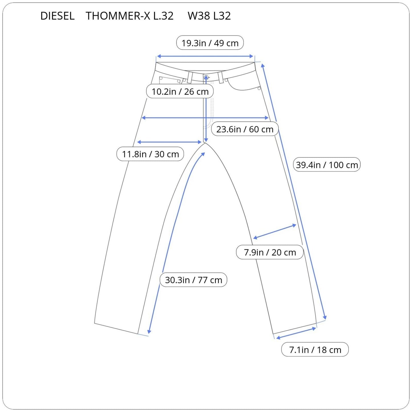 Diesel THOMMER-X L.32 Men Jeans W38 L32 00SB6D RM042 RRP €230