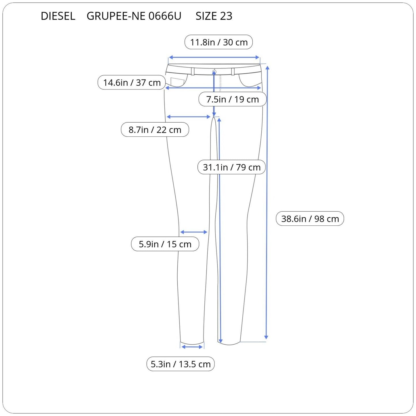 DIESEL GRUPEE-NE JOGG WOMEN JEANS 00S1EF 0666U SIZE 23 GENUINE RRP 299€