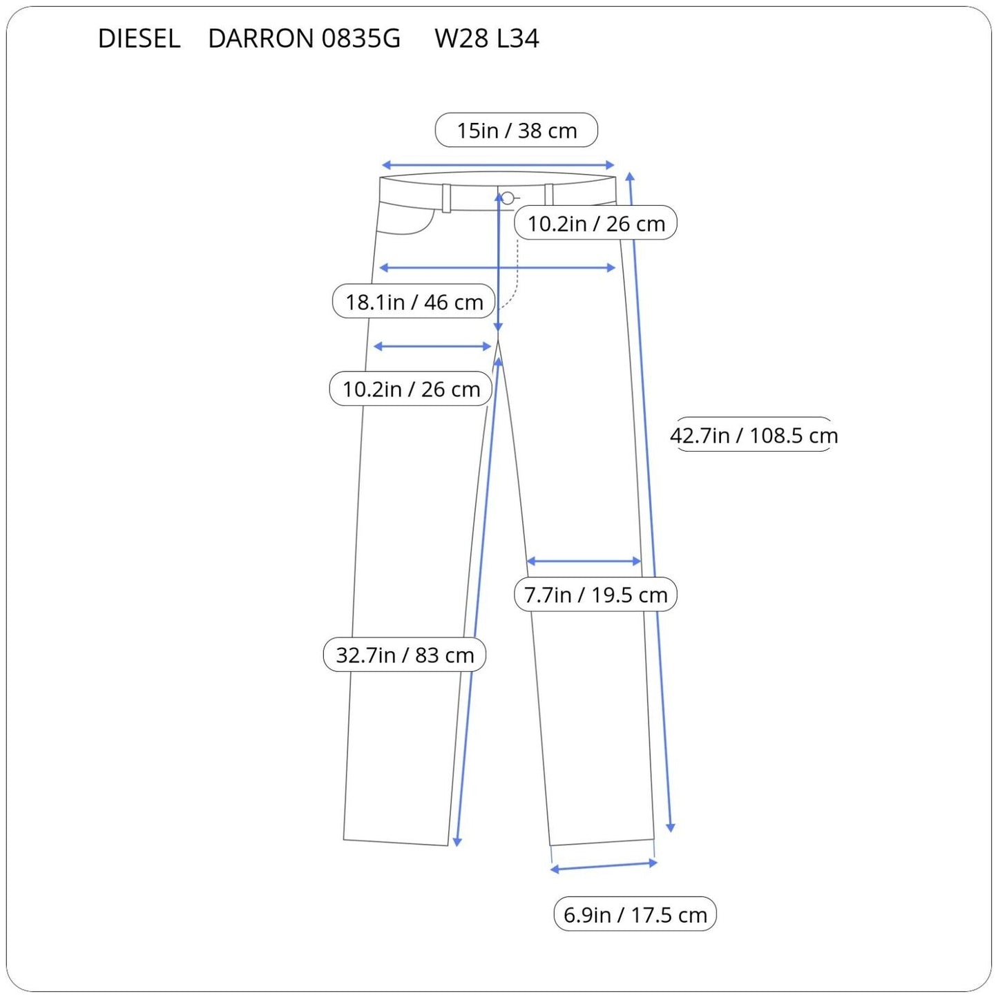 DIESEL DARRON MEN JEANS WITH DEFECTS 00C1XM 0835G W28 L34 GENUINE 111 RRP 170€