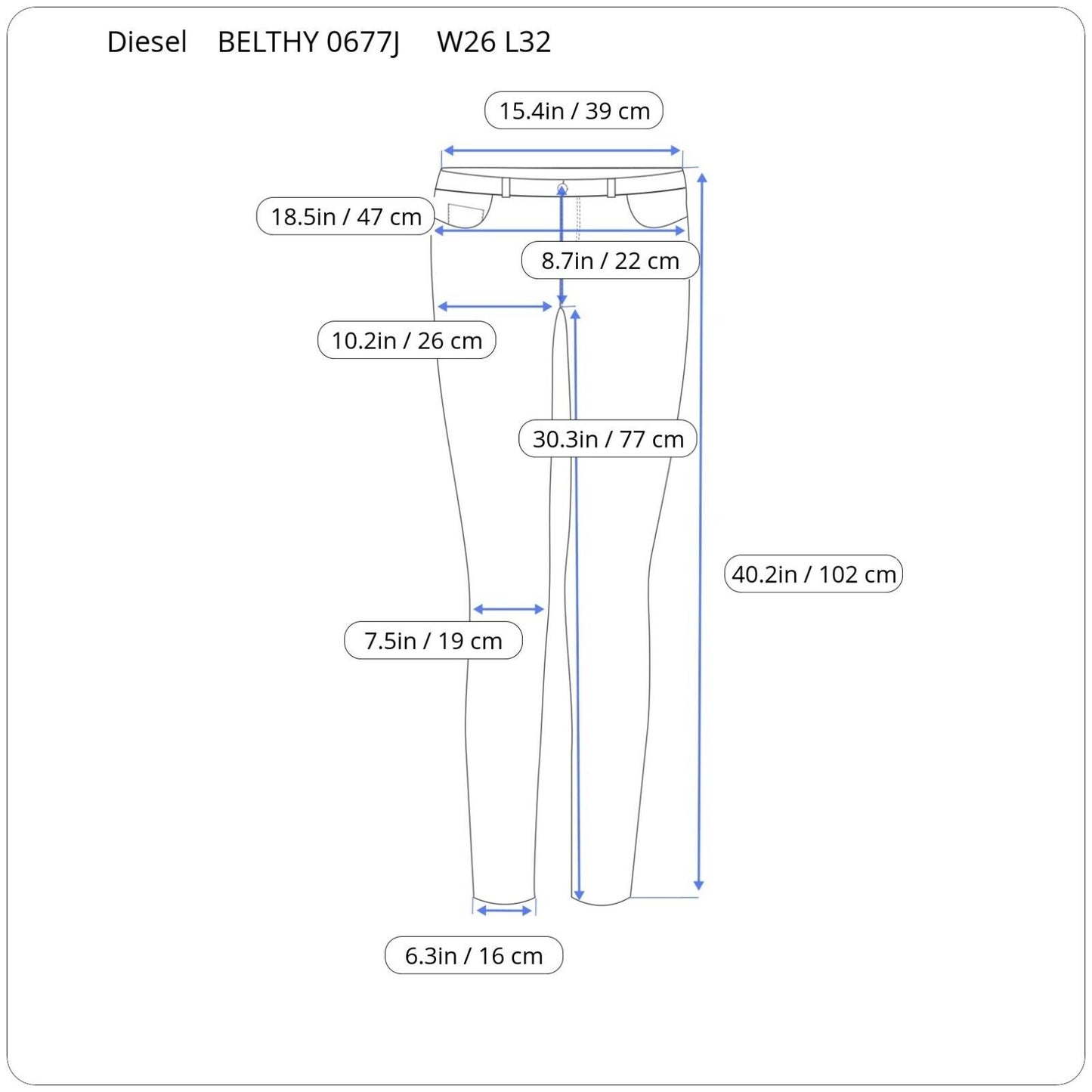 Diesel BELTHY jeans 00SSSI 0677J SLIM-STRAIGHT LOW WAIST women W26 L32 RRP189€