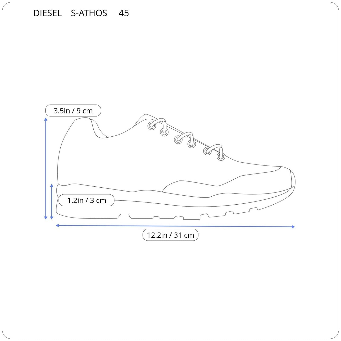 DIESEL S-ATHOS LOW SHOES Y02882 PR573 T4026 SIZE 12 MEN GENUINE RRP 159€