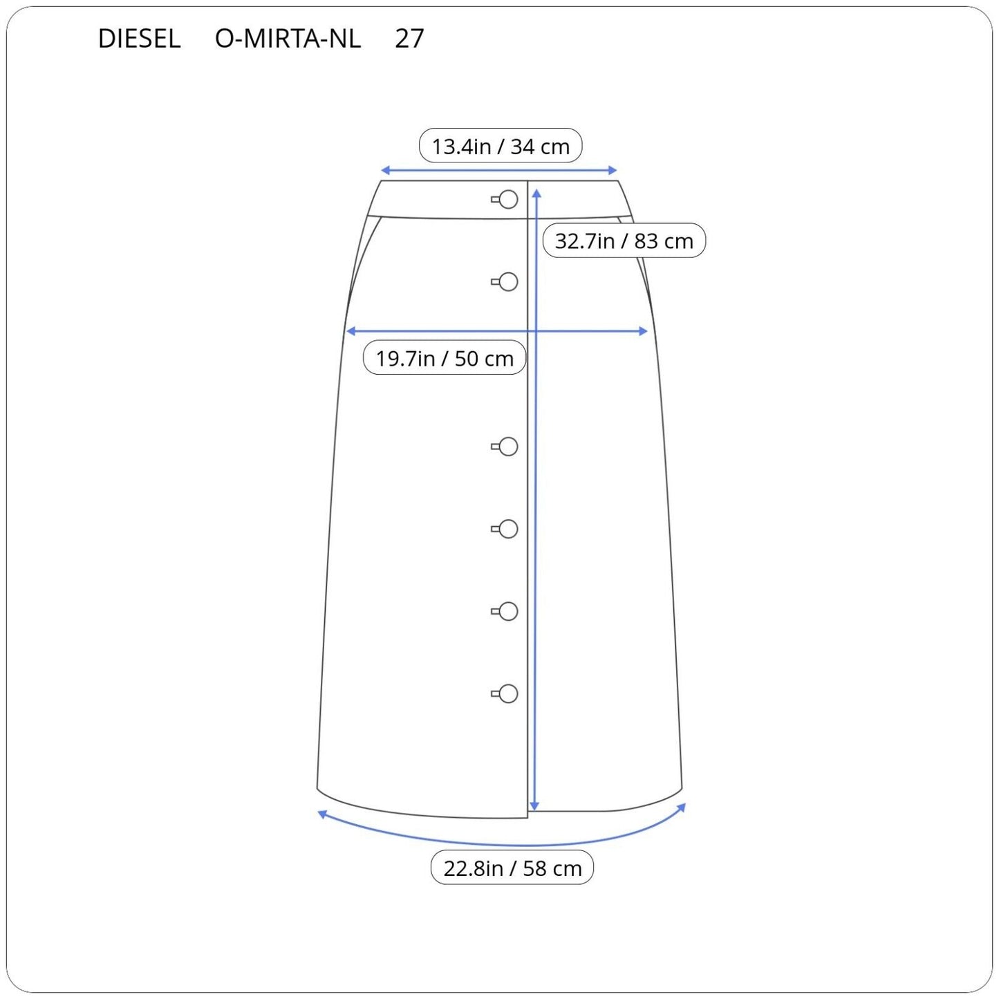 Diesel O-MIRTA-NL women skirt A05070 0PCAK SIZE 27 GENUINE RRP 360€