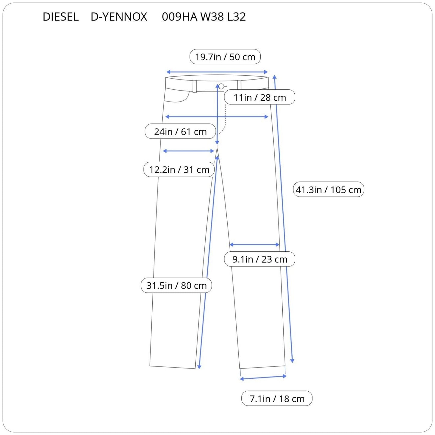 Diesel D-YENNOX A00389 009HA TAPERED Vyriški Džinsai