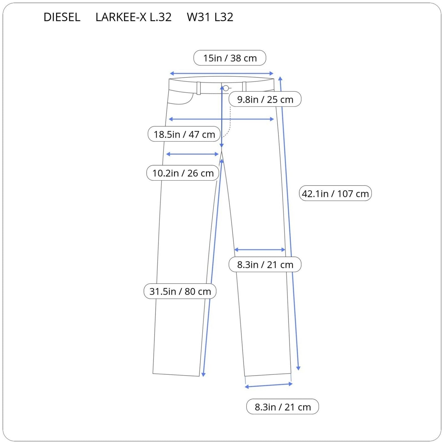 Diesel LARKEE-X L.32 Jeans Men Jeans W31 L32 A00890 R9A14 RRP 220€