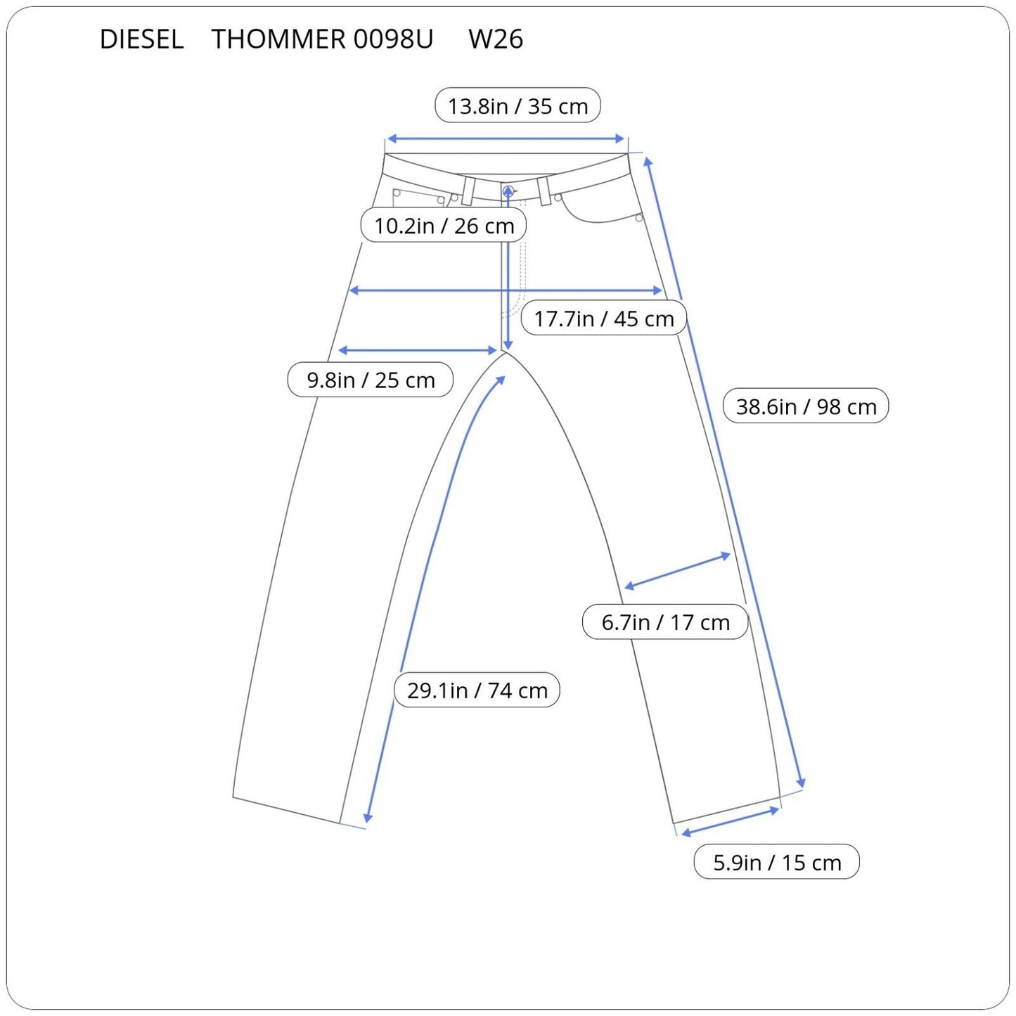 Diesel mens THOMMER CB-SP1-NE Sweat Jogg jeans SIZE W26 00S2IM 0098U RPP 250€