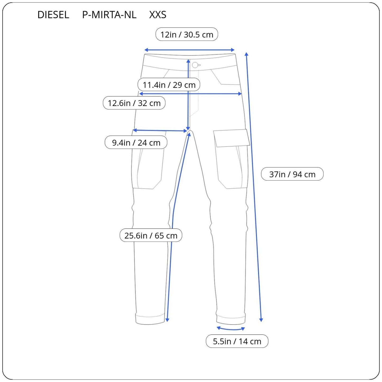 DIESEL P-MIRTA-NL CARGO WOMEN PANTS A05069 0PCAK 9XX SIZE XXS GENUINE RRP€360