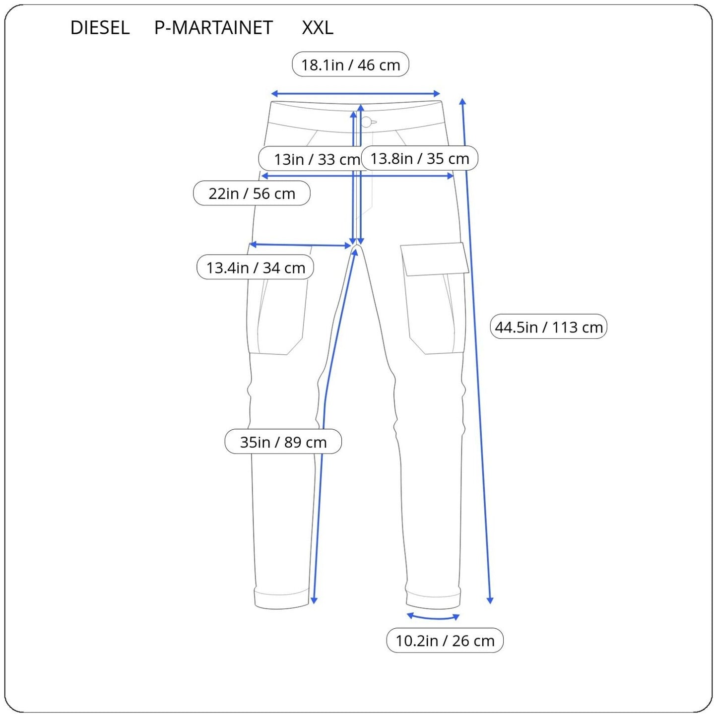 DIESEL P-MARTAINET CARGO PANTS A06420 0BHAC 86VA SIZE XXL GENUINE RRP€360