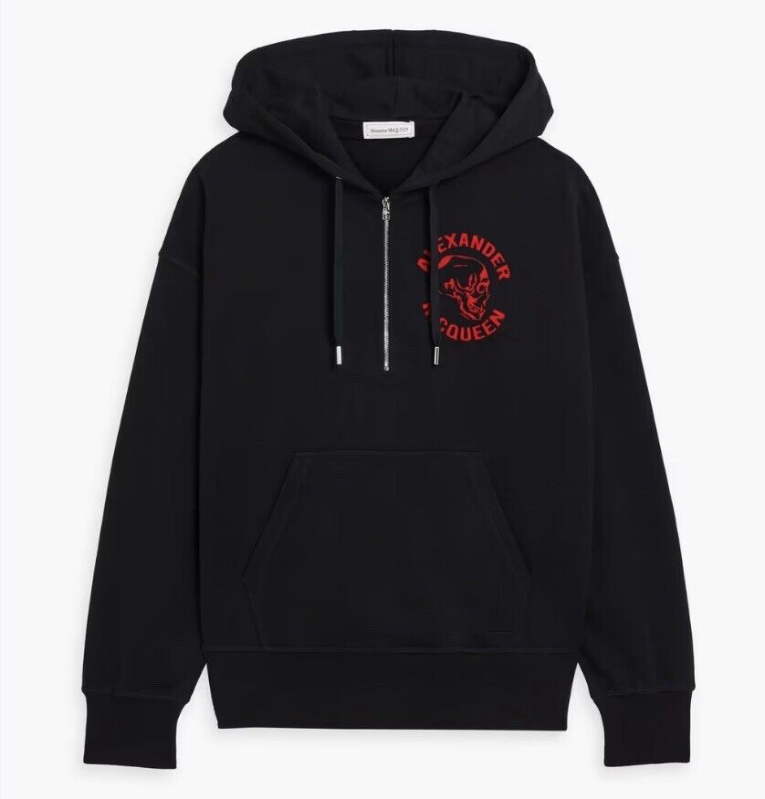 ALEXANDER MCQUEEN flocked French cotton-terry half-zip hoodie – Stupid ...